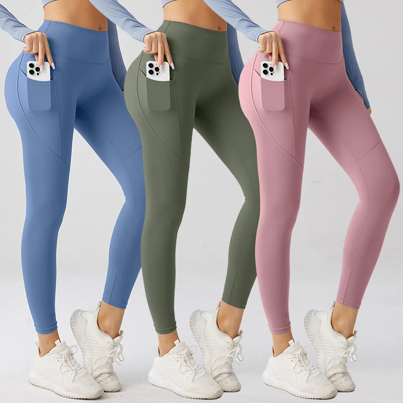 High Waisted Vintage Ankle-Length Leggings with Pockets Breathable Knitted Fabric Women's Super Soft