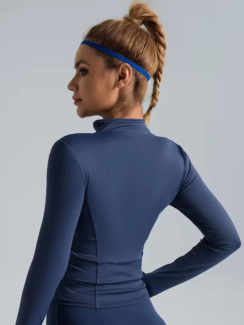Slim Fit Zip Up Yoga Jacket Quick Dry Slimming Waist line